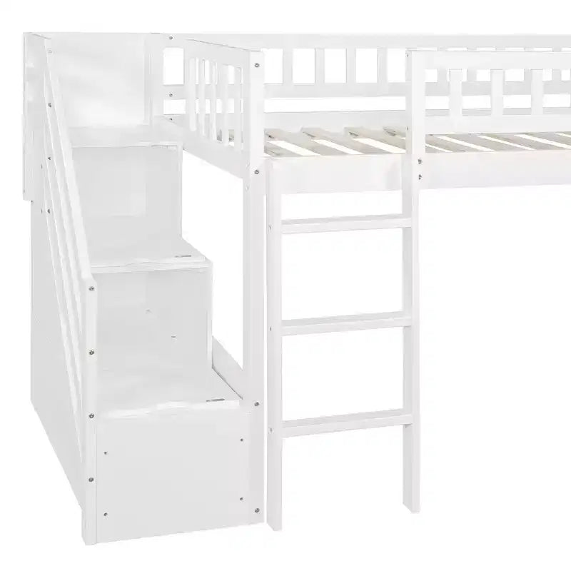Letto a soppalco matrimoniale Luxystar con scivolo e scaletta contenitore per la cameretta dei bambini