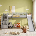 Luxystar Twin Size Loft Bed With Slide and Storage Stairs for Kids' Room