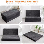 SunnyFurn Materasso a Tre Pieghe da 6 Pollici per Divano Letto, 75X54.3 Letto Pieghevole in Schiuma per Ospiti con Tessuto a Coste Trapuntato, Portatile per Campeggio, Soggiorno, Camera da Letto
