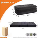 SunnyFurn Materasso a Tre Pieghe da 6 Pollici per Divano Letto, 75X54.3 Letto Pieghevole in Schiuma per Ospiti con Tessuto a Coste Trapuntato, Portatile per Campeggio, Soggiorno, Camera da Letto