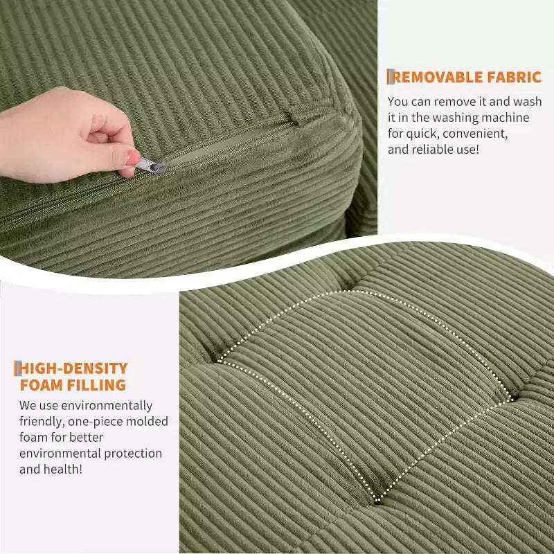 SunnyFurn Matelas pliant triple 6 pouces pour canapé-lit, 75X54.3 Lit d'appoint pliable en mousse avec velours côtelé capitonné, portable pour le camping, le salon, la chambre à coucher