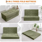 SunnyFurn Materasso a Tre Pieghe da 6 Pollici per Divano Letto, 75X54.3 Letto Pieghevole in Schiuma per Ospiti con Tessuto a Coste Trapuntato, Portatile per Campeggio, Soggiorno, Camera da Letto
