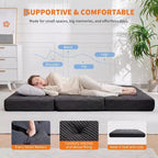 SunnyFurn Materasso a Tre Pieghe da 6 Pollici per Divano Letto, 75X54.3 Letto Pieghevole in Schiuma per Ospiti con Tessuto a Coste Trapuntato, Portatile per Campeggio, Soggiorno, Camera da Letto