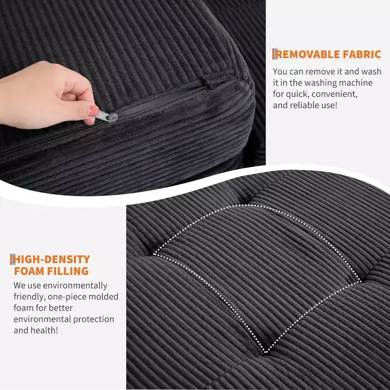 SunnyFurn Materasso a Tre Pieghe da 6 Pollici per Divano Letto, 75X54.3 Letto Pieghevole in Schiuma per Ospiti con Tessuto a Coste Trapuntato, Portatile per Campeggio, Soggiorno, Camera da Letto