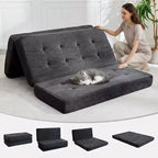 SunnyFurn Materasso a Tre Pieghe da 6 Pollici per Divano Letto, 75X54.3 Letto Pieghevole in Schiuma per Ospiti con Tessuto a Coste Trapuntato, Portatile per Campeggio, Soggiorno, Camera da Letto