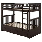 FAMYYT Letto singolo in legno con cassetti, sponde a forma di recinzione, scaletta, facile montaggio