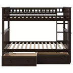 FAMYYT Letto singolo in legno con cassetti, sponde a forma di recinzione, scaletta, facile montaggio