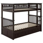 FAMYYT Letto singolo in legno con cassetti, sponde a forma di recinzione, scaletta, facile montaggio