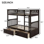 FAMYYT Letto singolo in legno con cassetti, sponde a forma di recinzione, scaletta, facile montaggio