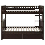 FAMYYT Letto singolo in legno con cassetti, sponde a forma di recinzione, scaletta, facile montaggio