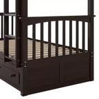 FAMYYT Letto singolo in legno con cassetti, sponde a forma di recinzione, scaletta, facile montaggio