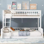 FAMYYT Twin XL Size Wood Bed?With Guardrail, ladder, Easy Assembly