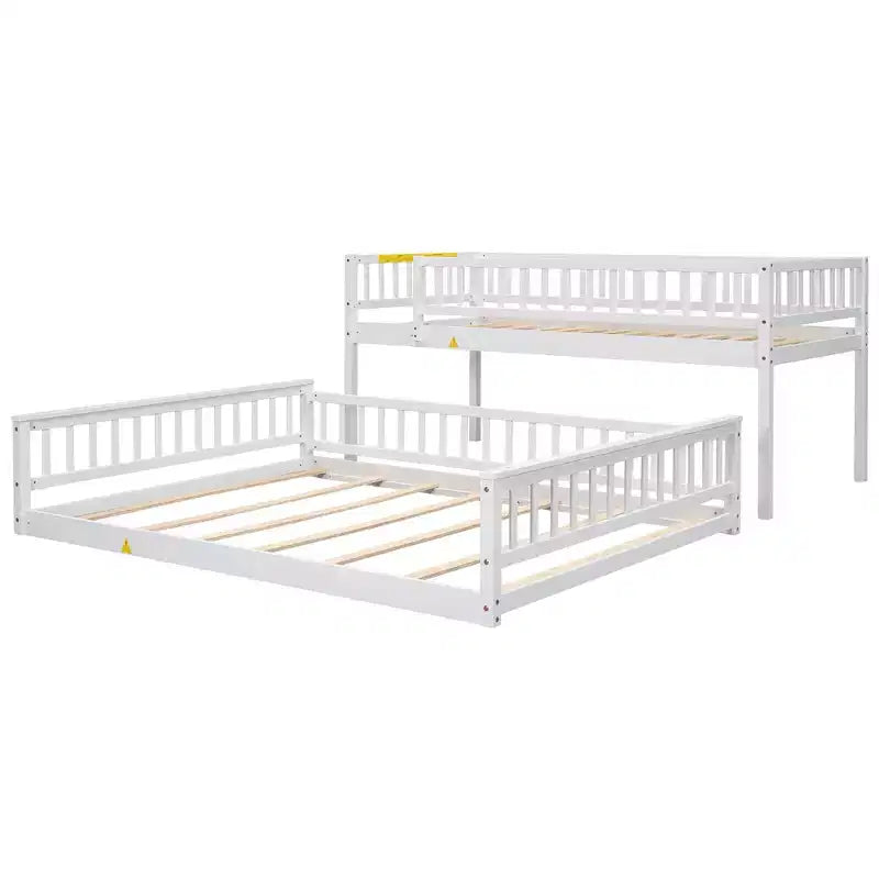 FAMYYT Letto in legno Twin XL?Con sponda di protezione, scaletta, facile da montare