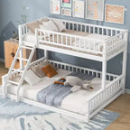 FAMYYT Letto in legno Twin XL?Con sponda di protezione, scaletta, facile da montare