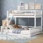 FAMYYT Letto in legno Twin XL?Con sponda di protezione, scaletta, facile da montare