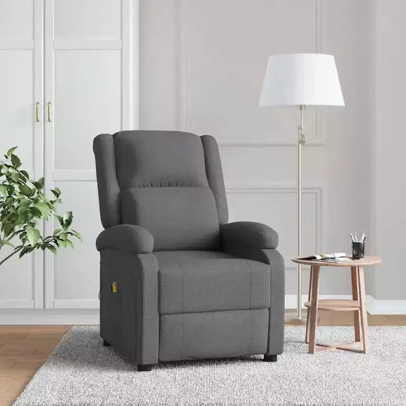 vidaXL Poltrona Massaggiante Crema Tessuto, Metallo, Legno Sedia Massaggio Singola
