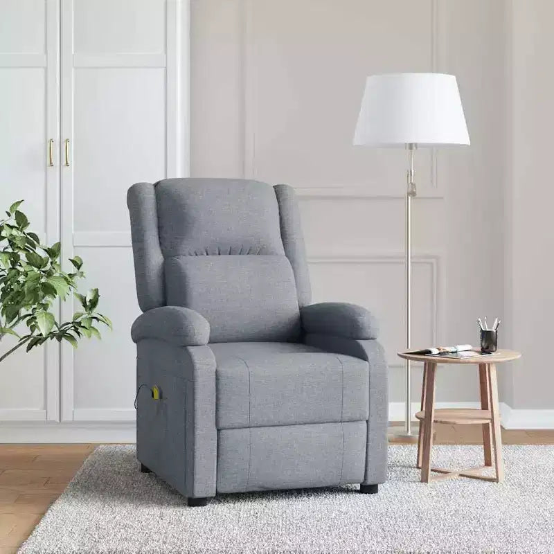 vidaXL Poltrona Massaggiante Crema Tessuto, Metallo, Legno Sedia Massaggio Singola