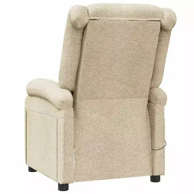 vidaXL Poltrona Massaggiante Crema Tessuto, Metallo, Legno Sedia Massaggio Singola