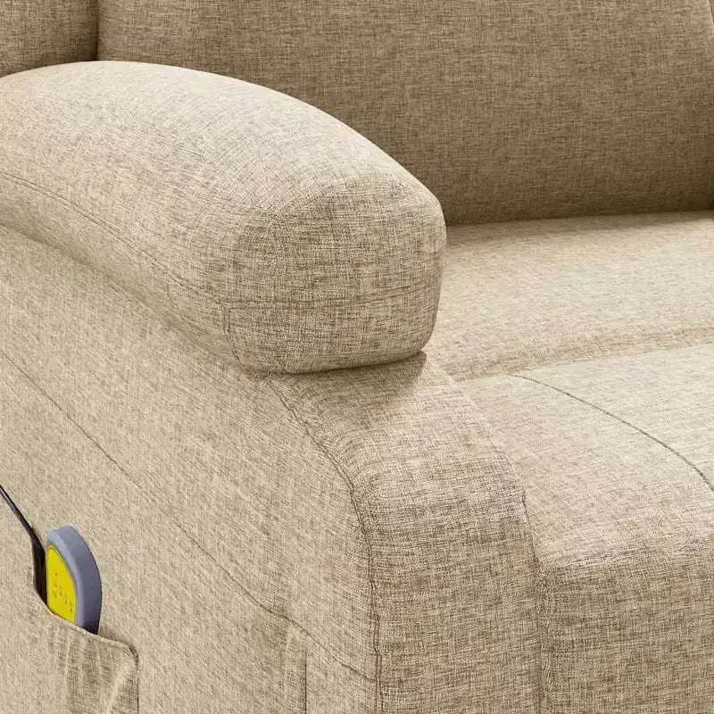 vidaXL Poltrona Massaggiante Crema Tessuto, Metallo, Legno Sedia Massaggio Singola