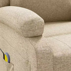 vidaXL Poltrona Massaggiante Crema Tessuto, Metallo, Legno Sedia Massaggio Singola