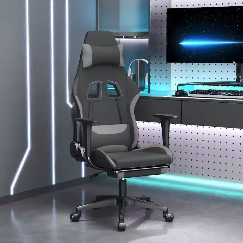 vidaXL Sedia da gaming Nera e crema in tessuto (100% poliestere), Metallo, Legno multistrato