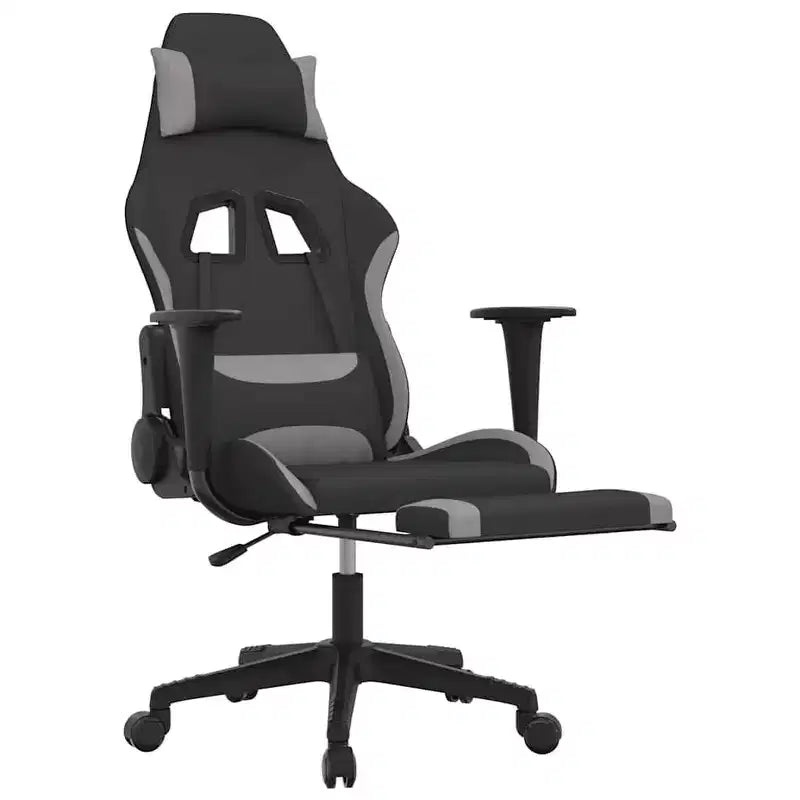 vidaXL Sedia da gaming Nera e crema in tessuto (100% poliestere), Metallo, Legno multistrato
