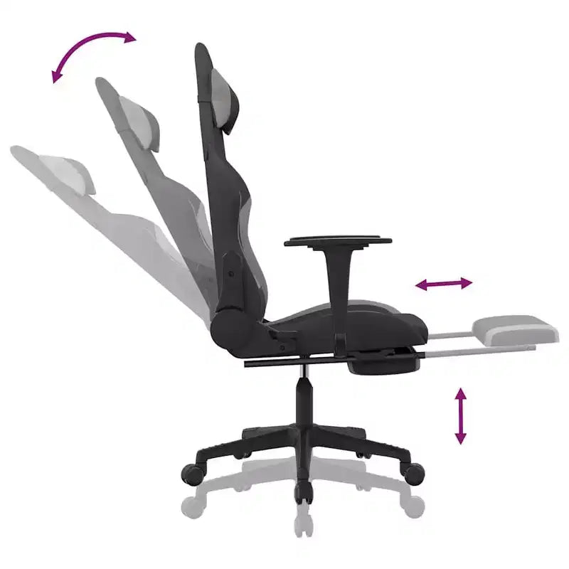 vidaXL Sedia da gaming Nera e crema in tessuto (100% poliestere), Metallo, Legno multistrato