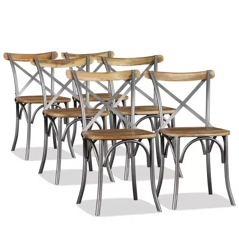 vidaXL Dining Chair Set of 2 Natural Wood Solid Mango Wood Standard