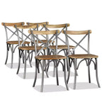vidaXL Dining Chair Set of 2 Natural Wood Solid Mango Wood Standard
