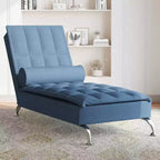 vidaXL Chaise longue massaggiante in tessuto blu (100% poliestere) Singola