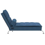 vidaXL Chaise longue massaggiante in tessuto blu (100% poliestere) Singola