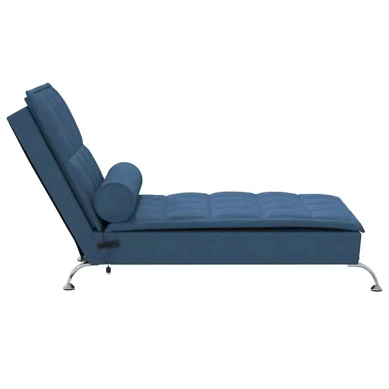 vidaXL Chaise longue massaggiante in tessuto blu (100% poliestere) Singola