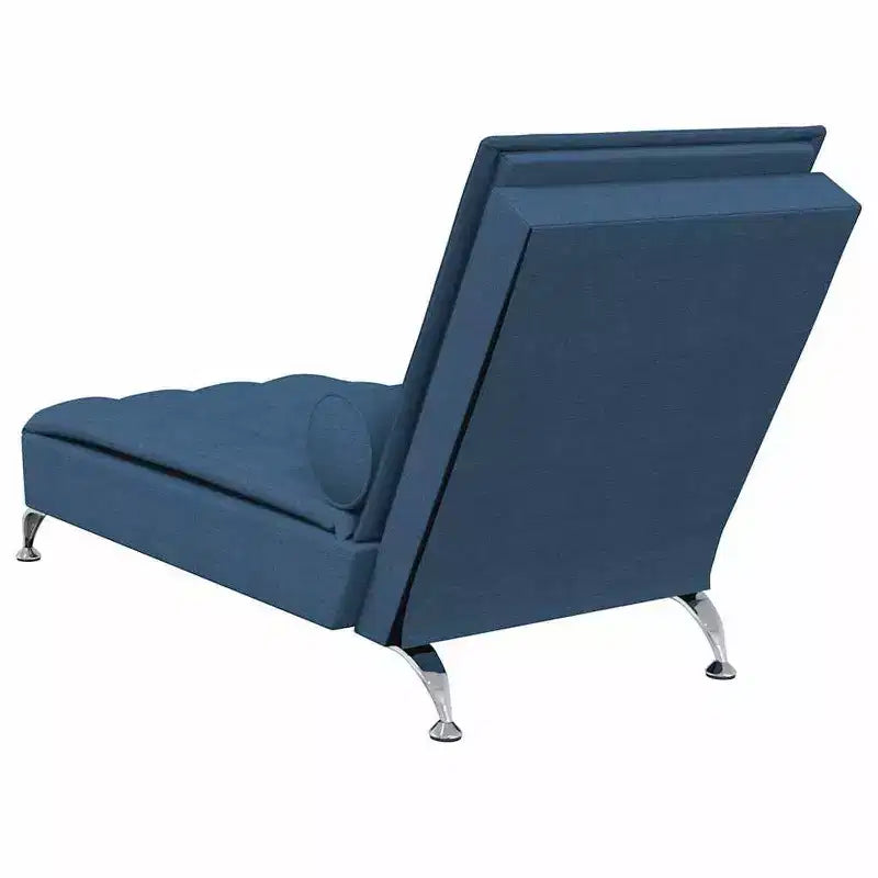 vidaXL Chaise longue massaggiante in tessuto blu (100% poliestere) Singola