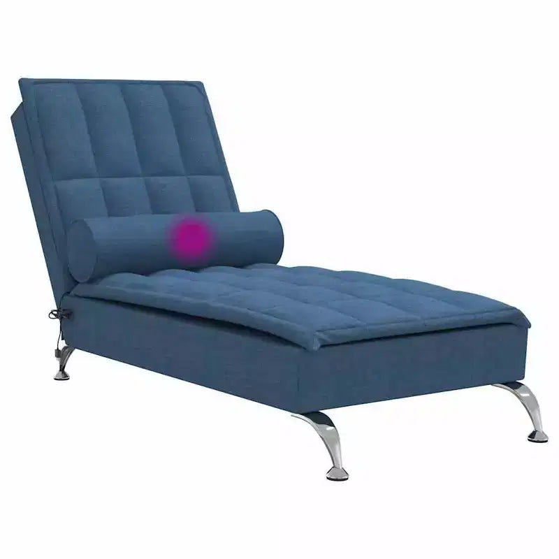 vidaXL Chaise longue massaggiante in tessuto blu (100% poliestere) Singola