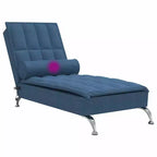 vidaXL Chaise longue massaggiante in tessuto blu (100% poliestere) Singola