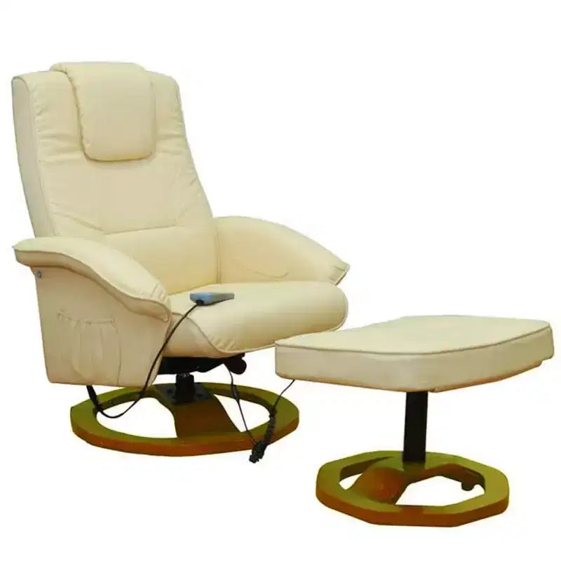 vidaXL Massage Chair Adjustable 2 pcs Cream 77 x 82 x 103 Faux leather