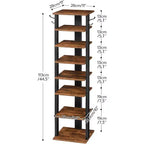 ALUCSET Scarpiera Verticale a 8 Ripiani, Organizzatore Porta Scarpe in Legno con Ganci, Colonna Porta Scarpe Stretta per 8 Paia, Salvaspazio, per Ingresso, Soggiorno