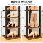ALUCSET Scarpiera Verticale a 8 Ripiani, Organizzatore Porta Scarpe in Legno con Ganci, Colonna Porta Scarpe Stretta per 8 Paia, Salvaspazio, per Ingresso, Soggiorno