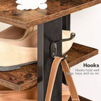 ALUCSET Scarpiera Verticale a 8 Ripiani, Organizzatore Porta Scarpe in Legno con Ganci, Colonna Porta Scarpe Stretta per 8 Paia, Salvaspazio, per Ingresso, Soggiorno