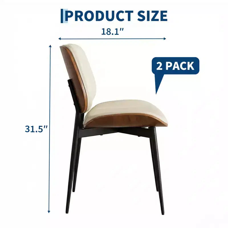 Set di 2 sedie da pranzo moderne con schienale a conchiglia di metà secolo - Sedie accentate rivestite in pelle PU con gambe affusolate in metallo