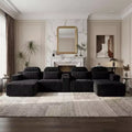 GDFStudio Velmoura Modern U-Shaped Corduroy Upholstered Sectional Sofa with Cup Holders
