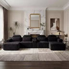 GDFStudio Velmoura Modern U-Shaped Corduroy Upholstered Sectional Sofa with Cup Holders