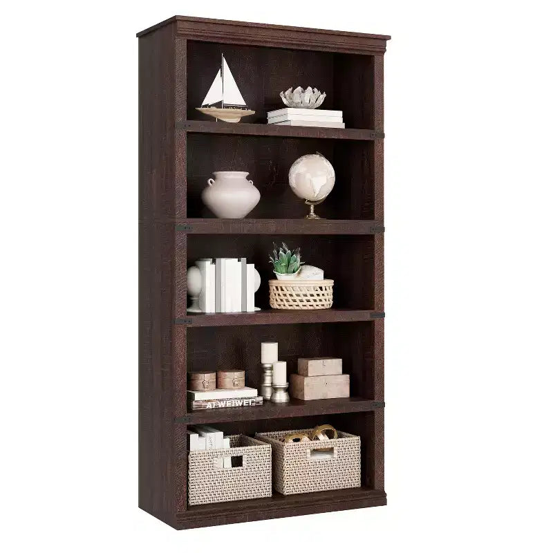 Étagère de ferme à 3/5 niveaux, étagère à livres avec rangement, étagères d'affichage en bois robustes pour bureau à domicile