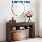 LinTimes Farmhouse 60 Table d'entrée avec tiroir, Console en bois avec rangement et tiroirs, pour salon, couloir, hall d'entrée