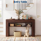 LinTimes Farmhouse 60 Table d'entrée avec tiroir, Console en bois avec rangement et tiroirs, pour salon, couloir, hall d'entrée