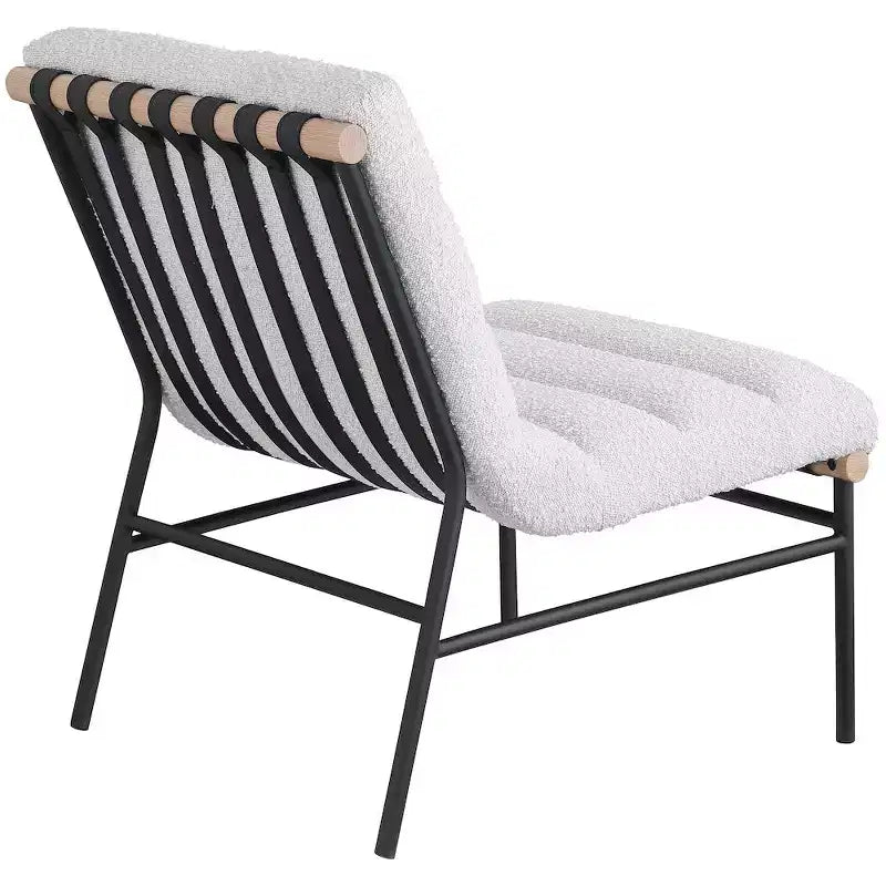 Chaise Meridian Furniture Burke en tissu bouclé crème