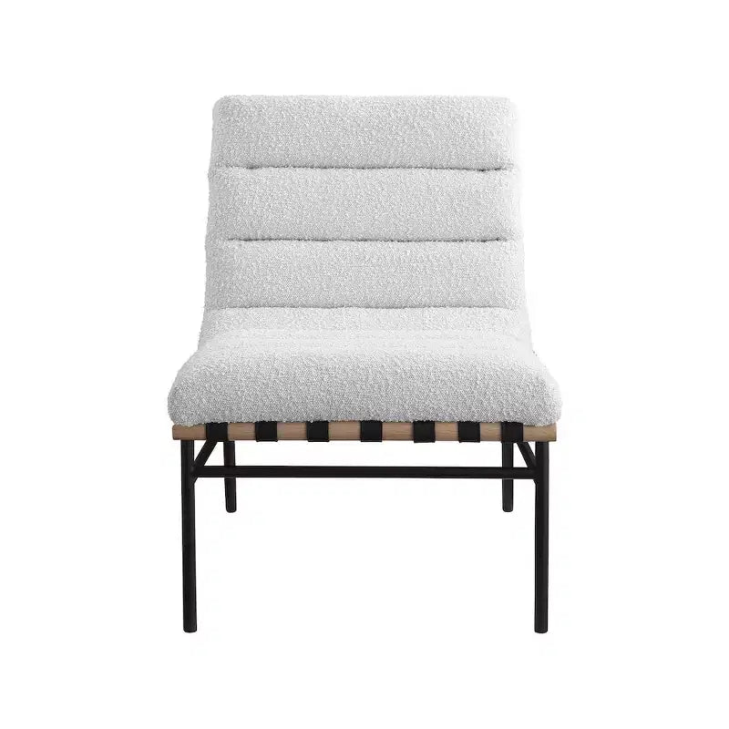 Sedia Meridian Furniture Burke in tessuto bouclé crema