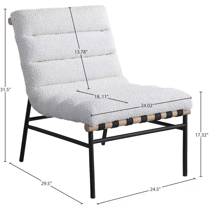 Sedia Meridian Furniture Burke in tessuto bouclé crema
