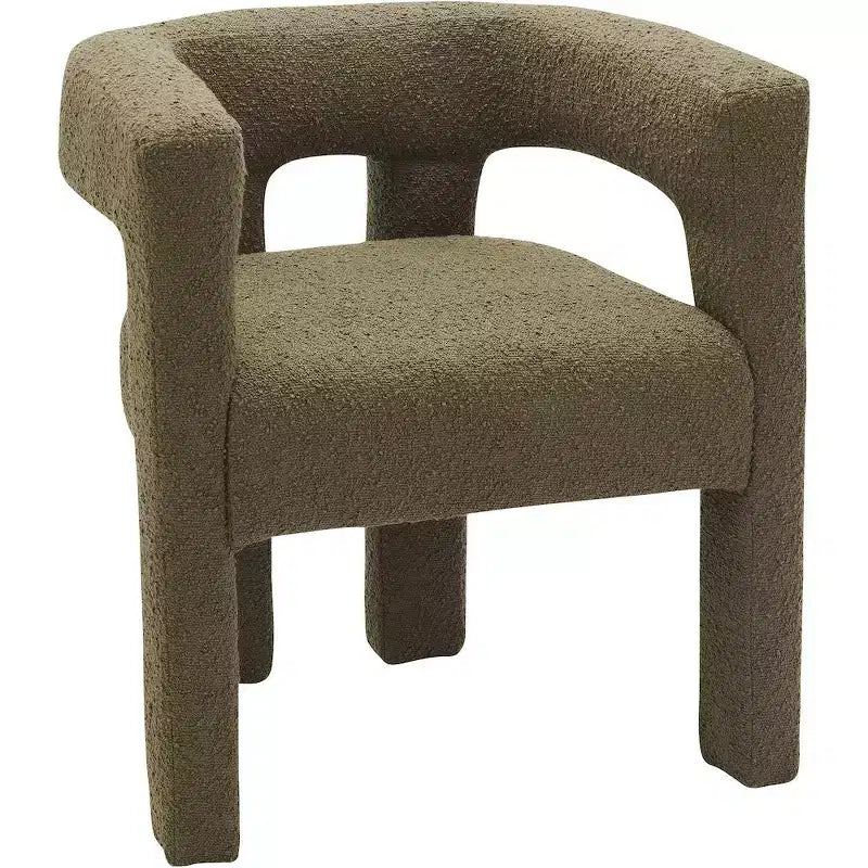 Sedia in Tessuto Bouclé Verde Oliva Athena Meridian Furniture
