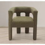 Sedia in Tessuto Bouclé Verde Oliva Athena Meridian Furniture